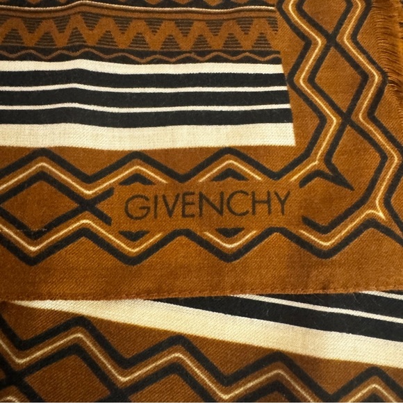 GIVENCHY Geometric Brown and Black Patterned Scarf vintage - Picture 2 of 7